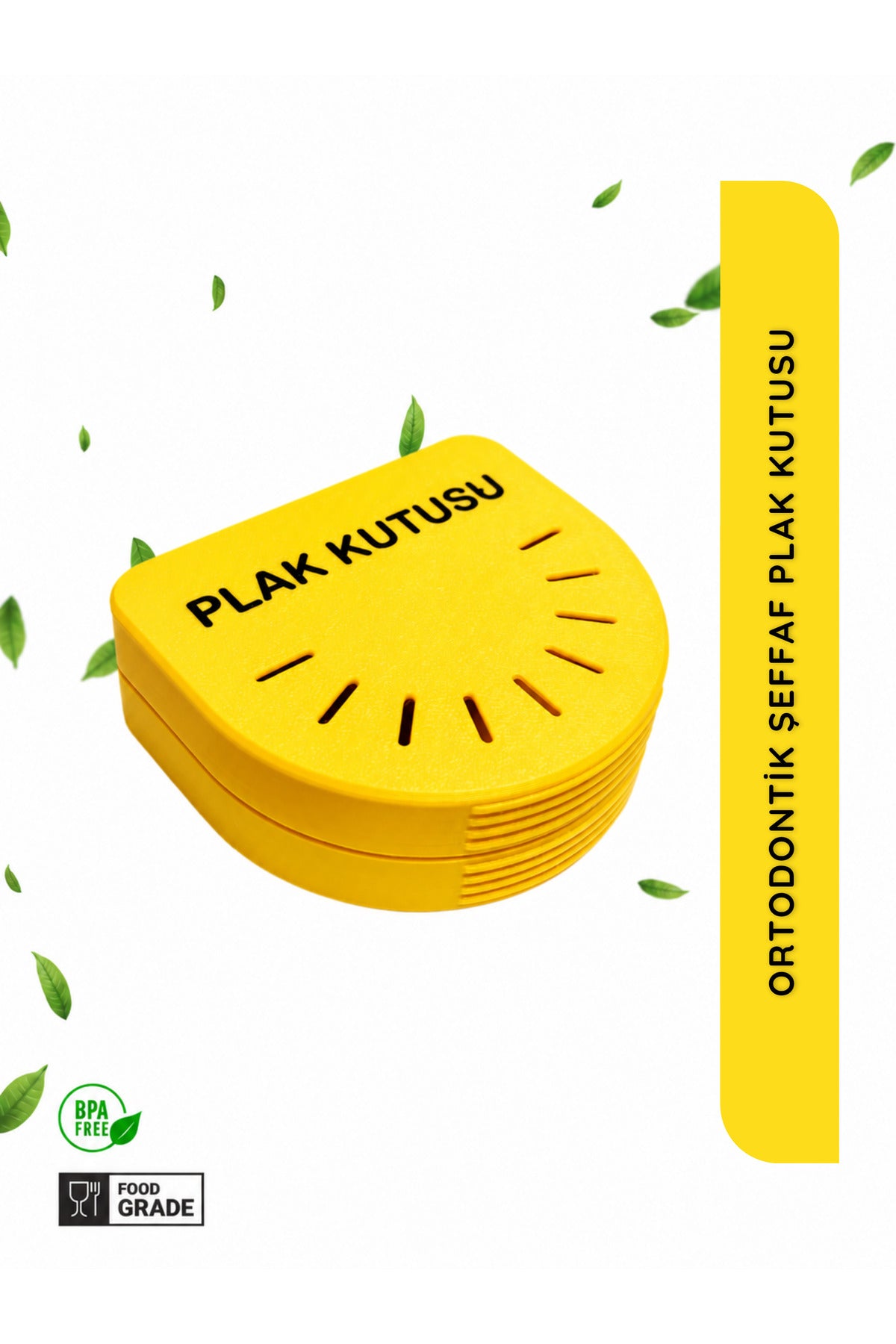 Sarı Ortodontik Şeffaf Plak Kutusu Diş Sıkma Plağı Saklama Kabı Hijyenik Organizer Mini Kutu