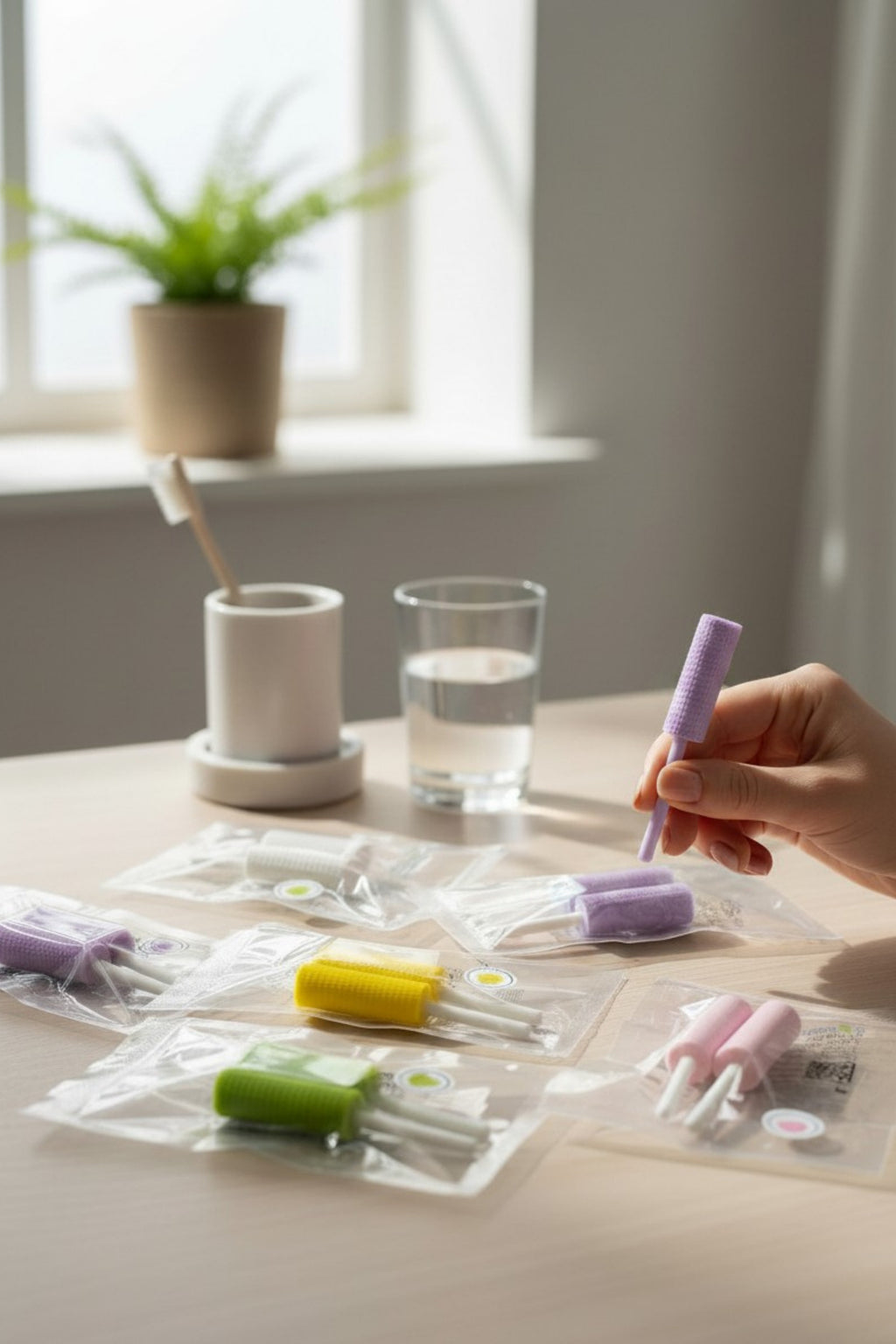 Ortodontik Chewie Isırma Çubuğu 2 Adet Şeffaf Plak Oturtma Aparatı Hijyenik Paketli Mor Üzüm Aromalı