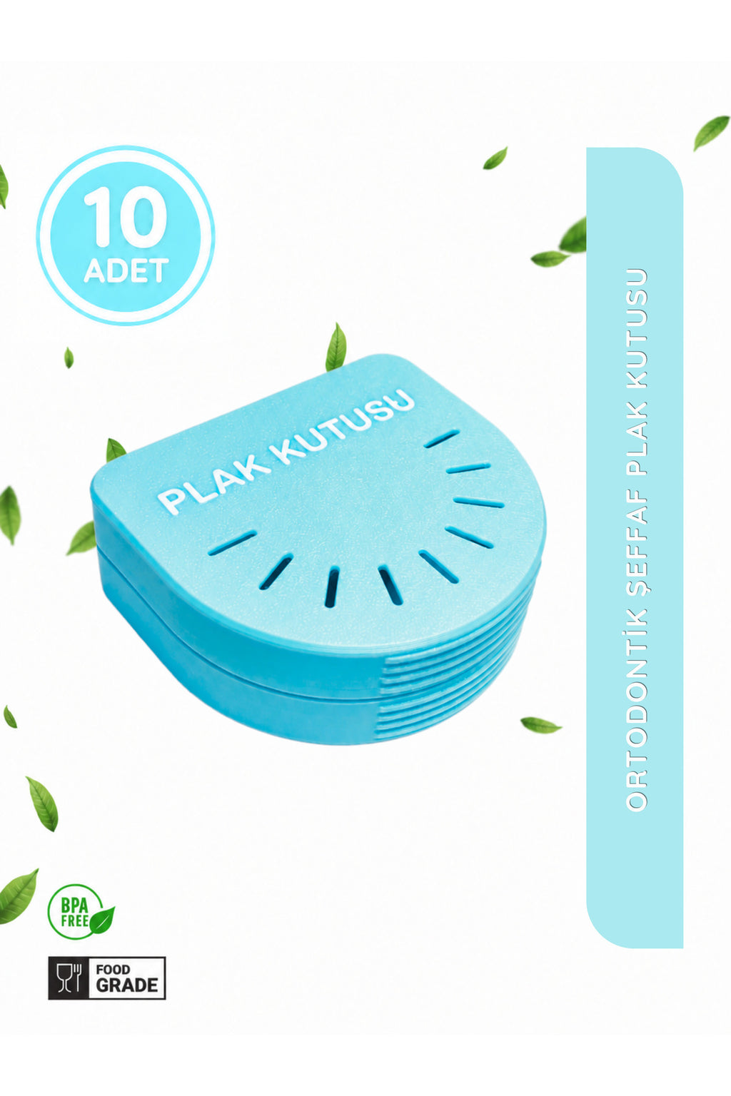 10 Adet Açık Mavi Ortodontik Şeffaf Plak Kutusu Diş Sıkma Plağı Saklama Kabı Hijyenik Organizer Mini Kutu