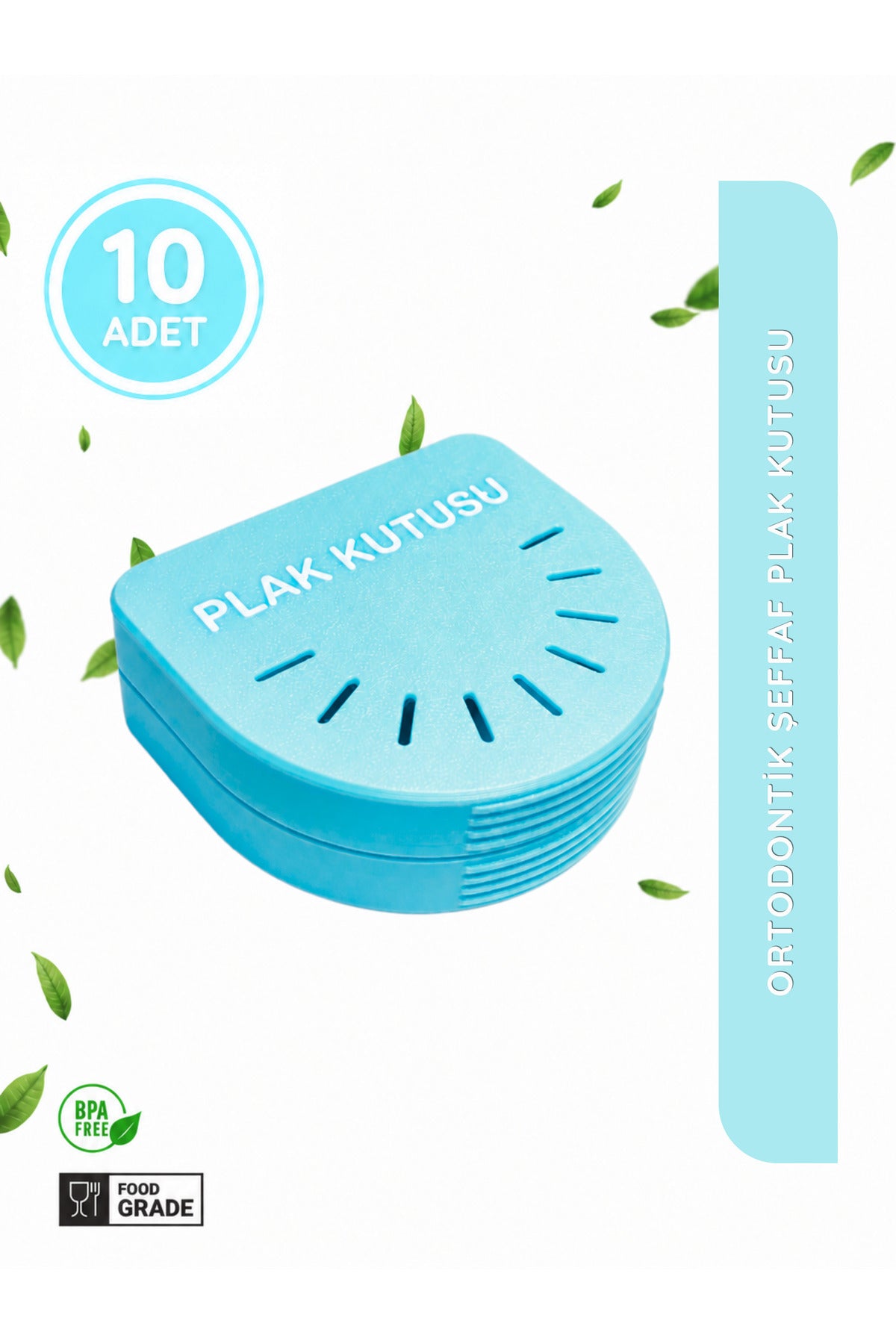 10 Adet Açık Mavi Ortodontik Şeffaf Plak Kutusu Diş Sıkma Plağı Saklama Kabı Hijyenik Organizer Mini Kutu