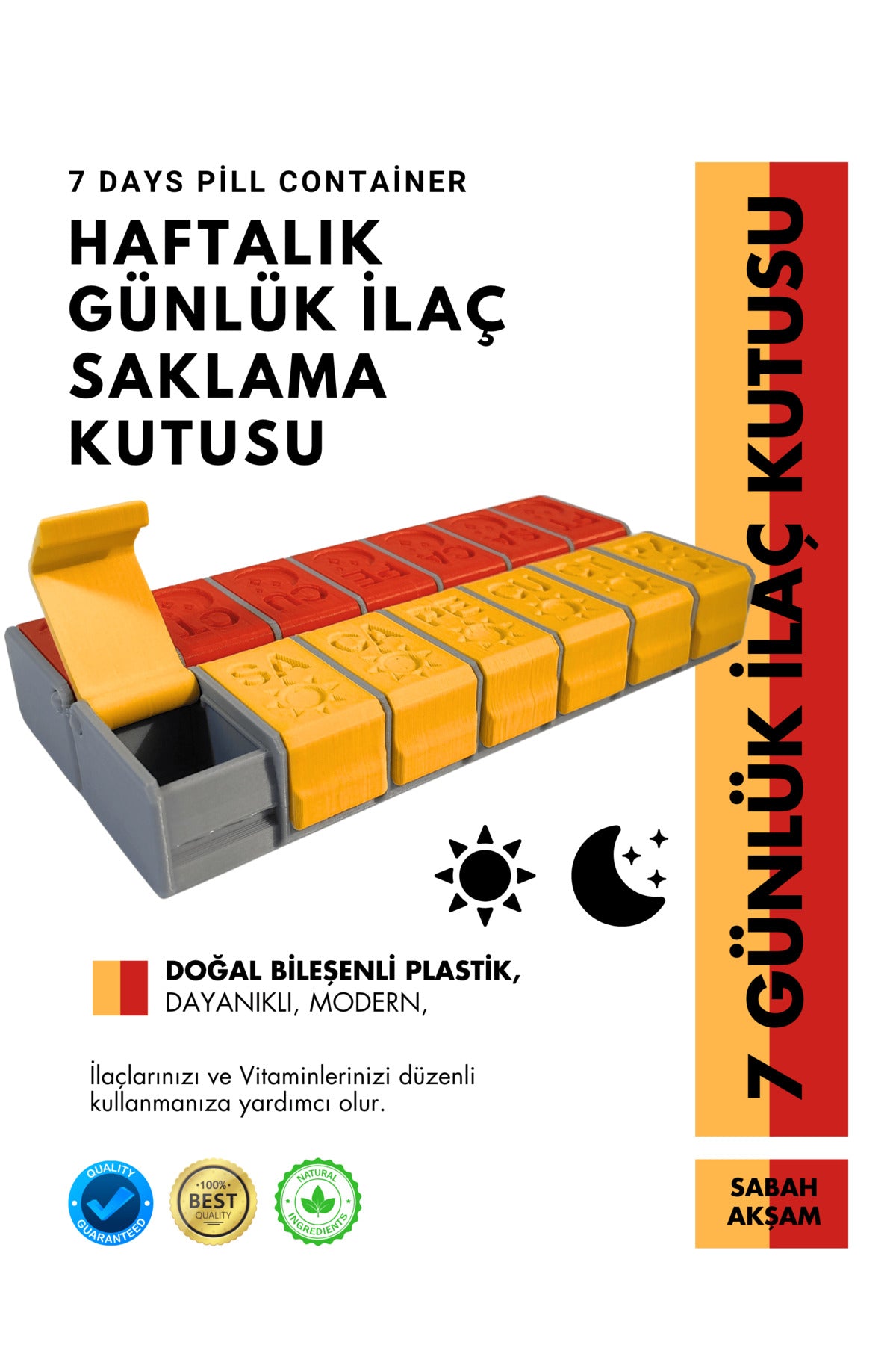 Haftalık Sabah Akşam İlaç Kutusu 14 Bölmeli Günlük Düzenleyici Plastik Saklama Kabı