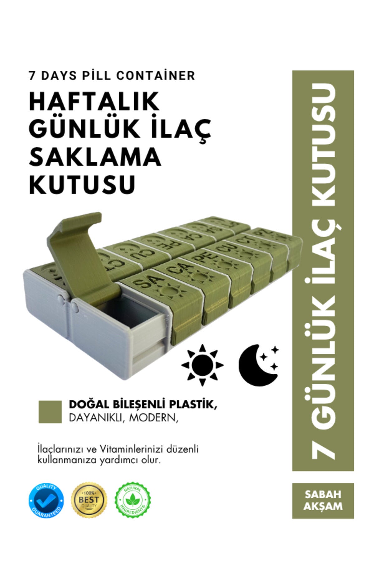 Haftalık Sabah Akşam İlaç Kutusu 14 Bölmeli Günlük Düzenleyici Plastik Saklama Kabı