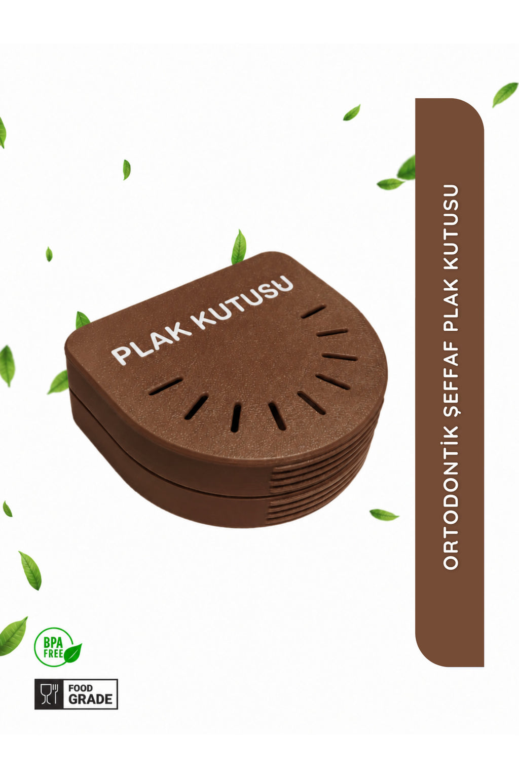 Kahverengi Ortodontik Şeffaf Plak Kutusu Diş Sıkma Plağı Saklama Kabı Hijyenik Organizer Mini Kutu