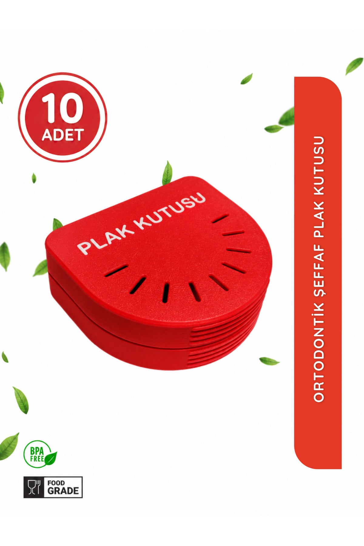 10 Adet Kırmızı Ortodontik Şeffaf Plak Kutusu Diş Sıkma Plağı Saklama Kabı Hijyenik Organizer Mini Kutu
