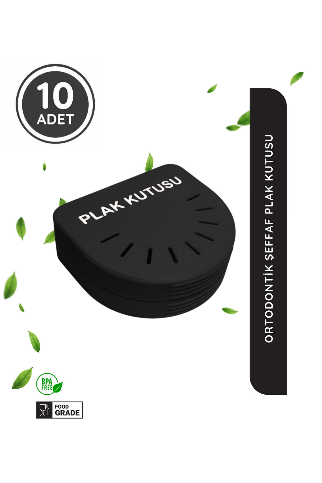 10 Adet Siyah Ortodontik Şeffaf Plak Kutusu Diş Sıkma Plağı Saklama Kabı Hijyenik Organizer Mini Kutu