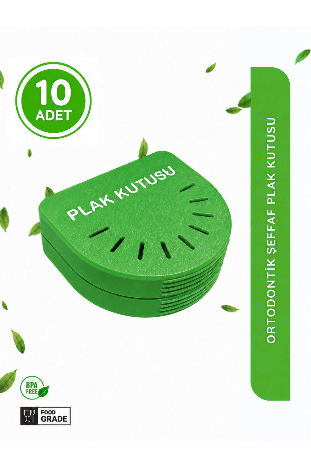 10 Adet Yeşil Ortodontik Şeffaf Plak Kutusu Diş Sıkma Plağı Saklama Kabı Hijyenik Organizer Mini Kutu