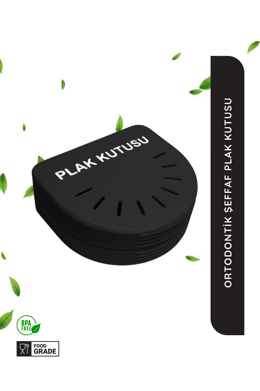 Siyah Ortodontik Şeffaf Plak Kutusu Diş Sıkma Plağı Saklama Kabı Hijyenik Organizer Mini Kutu