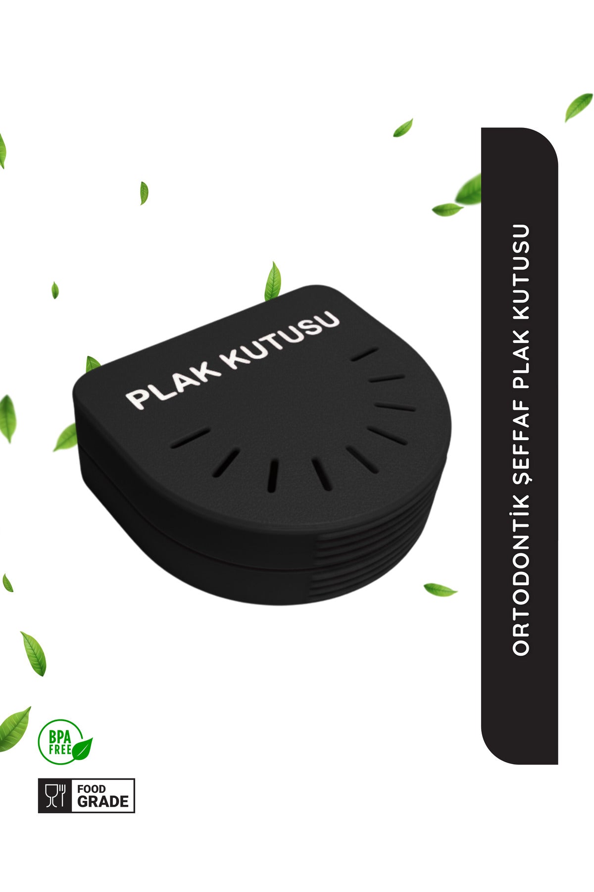 Siyah Ortodontik Şeffaf Plak Kutusu Diş Sıkma Plağı Saklama Kabı Hijyenik Organizer Mini Kutu