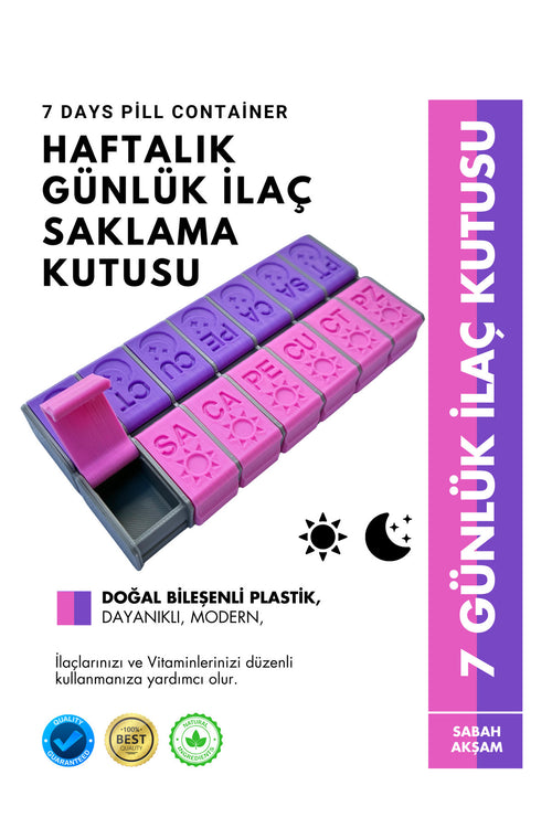 10 Adet Haftalık Sabah Akşam İlaç Kutusu 14 Bölmeli Günlük Düzenleyici Plastik Saklama Kabı
