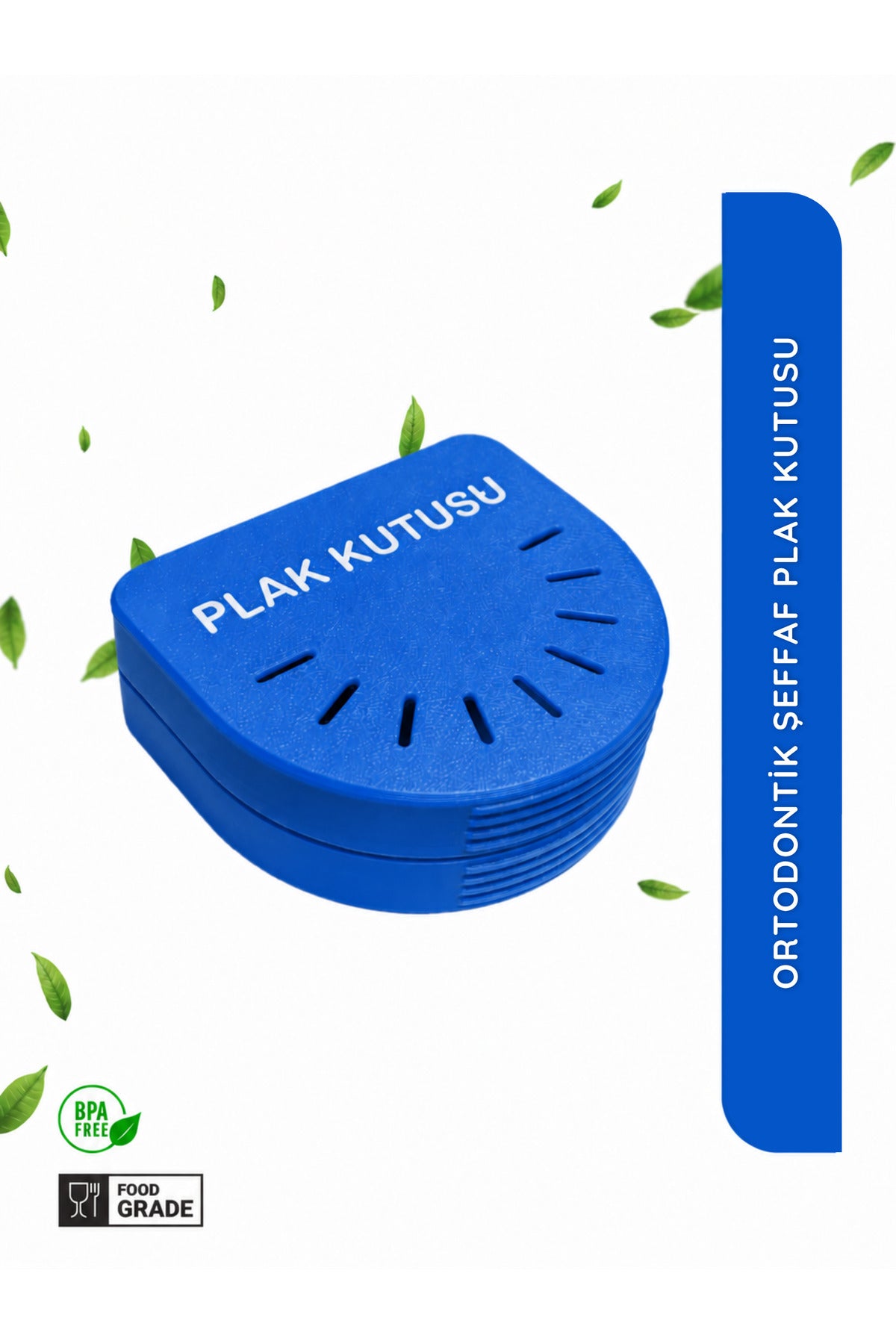 Koyu Mavi Ortodontik Şeffaf Plak Kutusu Diş Sıkma Plağı Saklama Kabı Hijyenik Organizer Mini Kutu