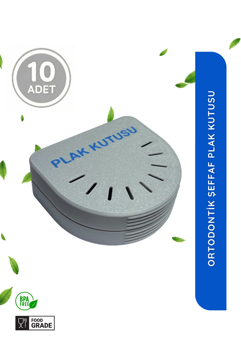 10 Adet Gri Ortodontik Şeffaf Plak Kutusu Diş Sıkma Plağı Saklama Kabı Hijyenik Organizer Mini Kutu