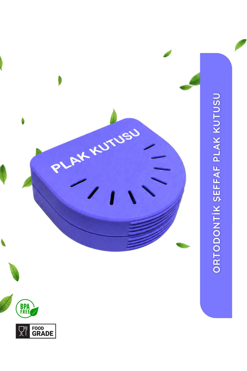 Mor Ortodontik Şeffaf Plak Kutusu Diş Sıkma Plağı Saklama Kabı Hijyenik Organizer Mini Kutu