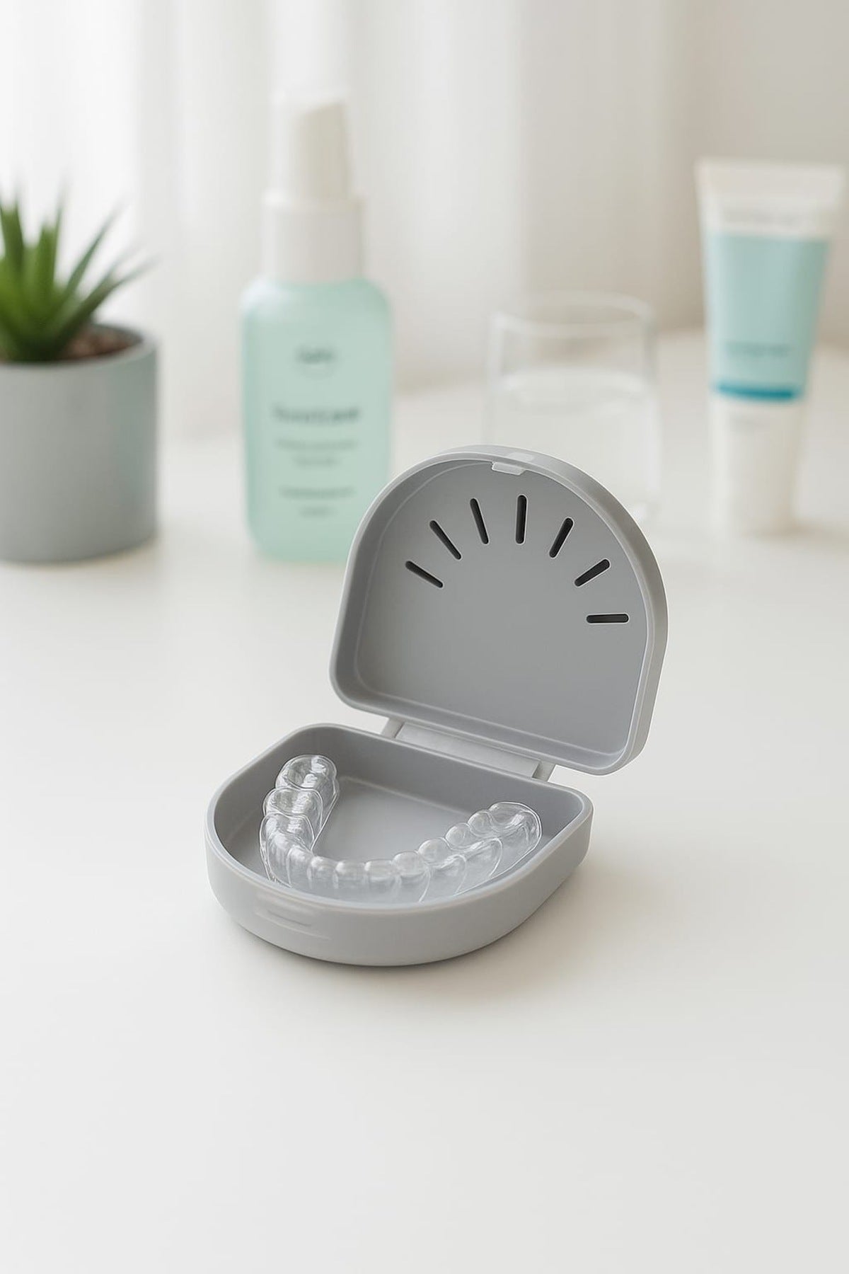 10 Adet Gri Ortodontik Şeffaf Plak Kutusu Diş Sıkma Plağı Saklama Kabı Hijyenik Organizer Mini Kutu