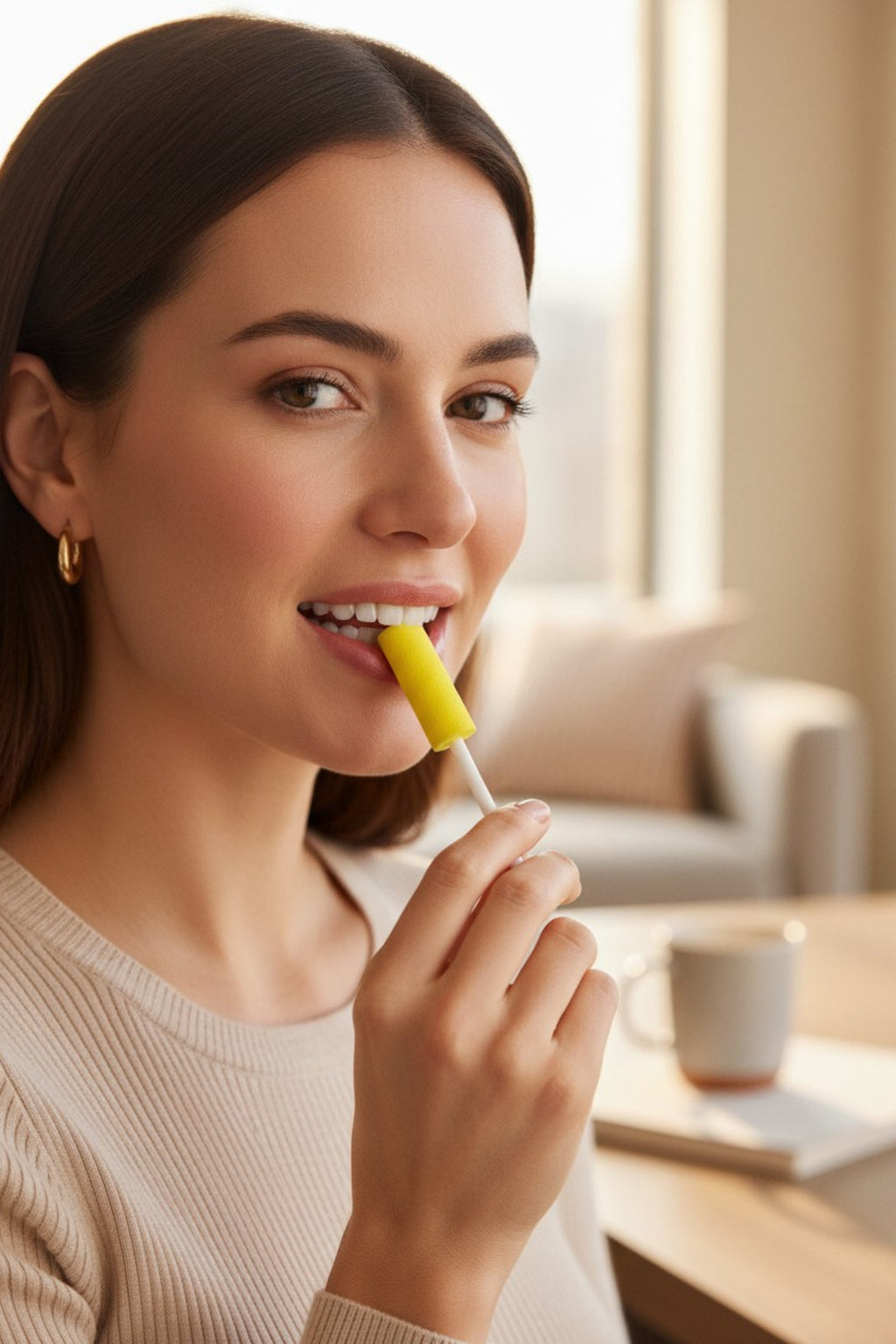 Ortodontik Chewie Isırma Çubuğu 2 Adet Şeffaf Plak Oturtma Aparatı Hijyenik Paketli Limon Aromalı