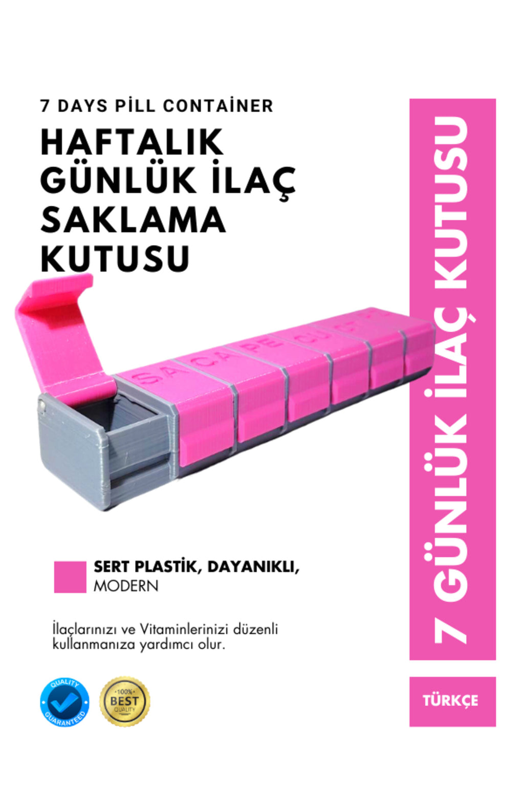 Haftalık Sabah Akşam İlaç Kutusu 7 Bölmeli Günlük Düzenleyici Plastik Saklama Kabı
