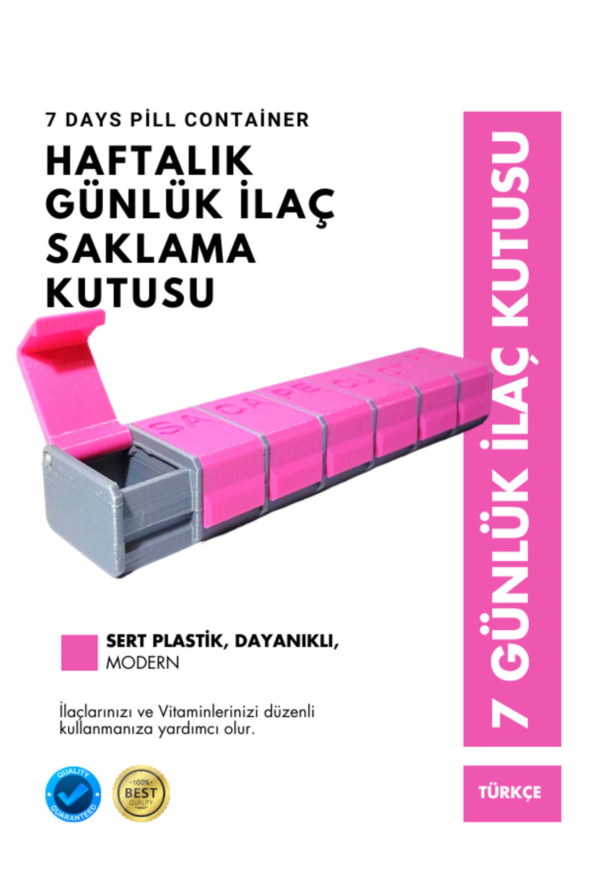 Haftalık Sabah Akşam İlaç Kutusu 7 Bölmeli Günlük Düzenleyici Plastik Saklama Kabı