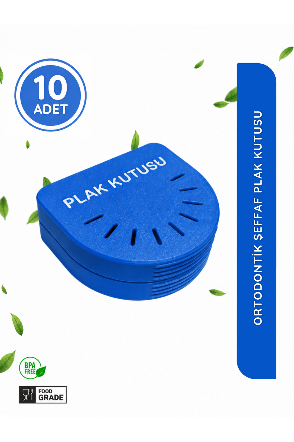 10 Adet Koyu Mavi Ortodontik Şeffaf Plak Kutusu Diş Sıkma Plağı Saklama Kabı Hijyenik Organizer Mini Kutu