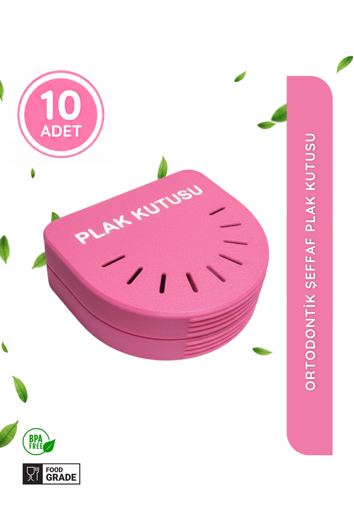 10 Adet Pembe Ortodontik Şeffaf Plak Kutusu Diş Sıkma Plağı Saklama Kabı Hijyenik Organizer Mini Kutu