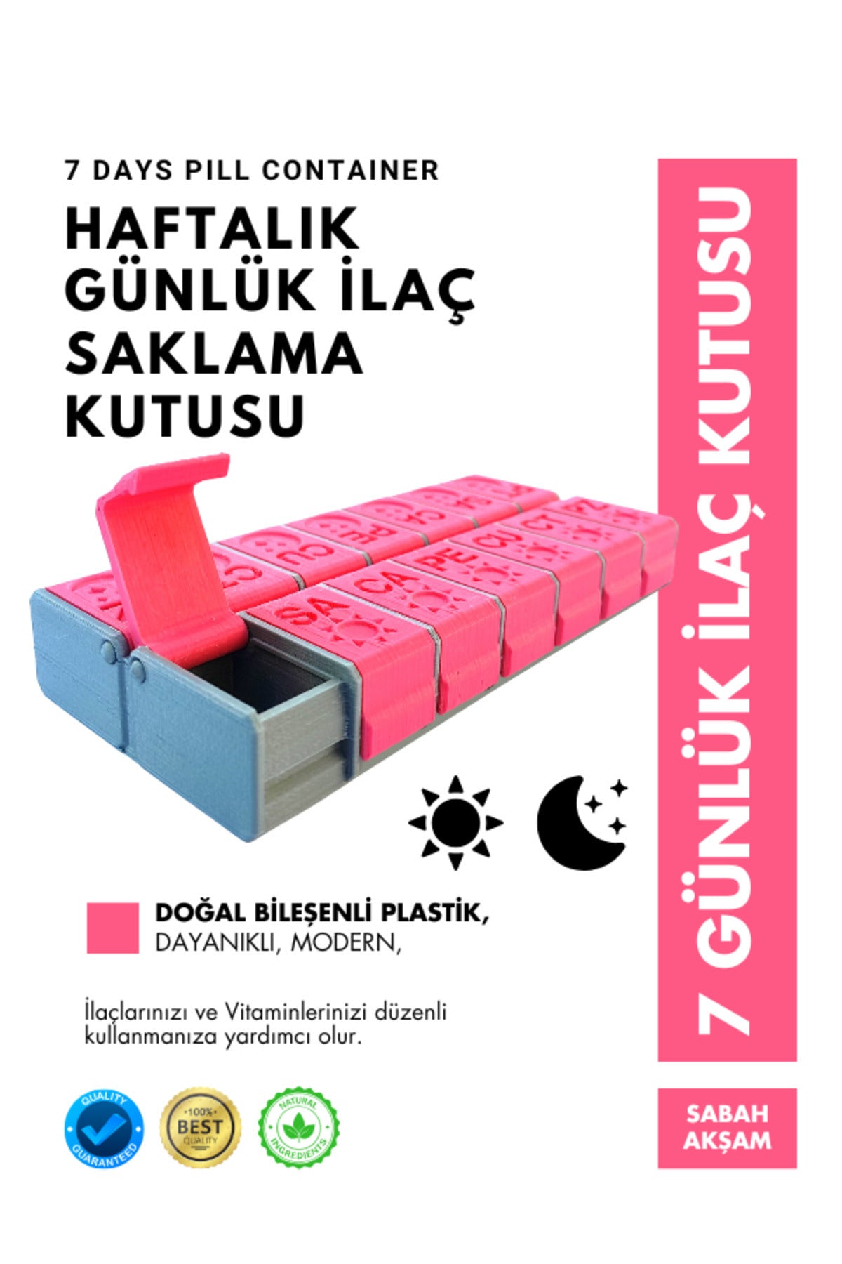 Haftalık Sabah Akşam İlaç Kutusu 14 Bölmeli Günlük Düzenleyici Plastik Saklama Kabı