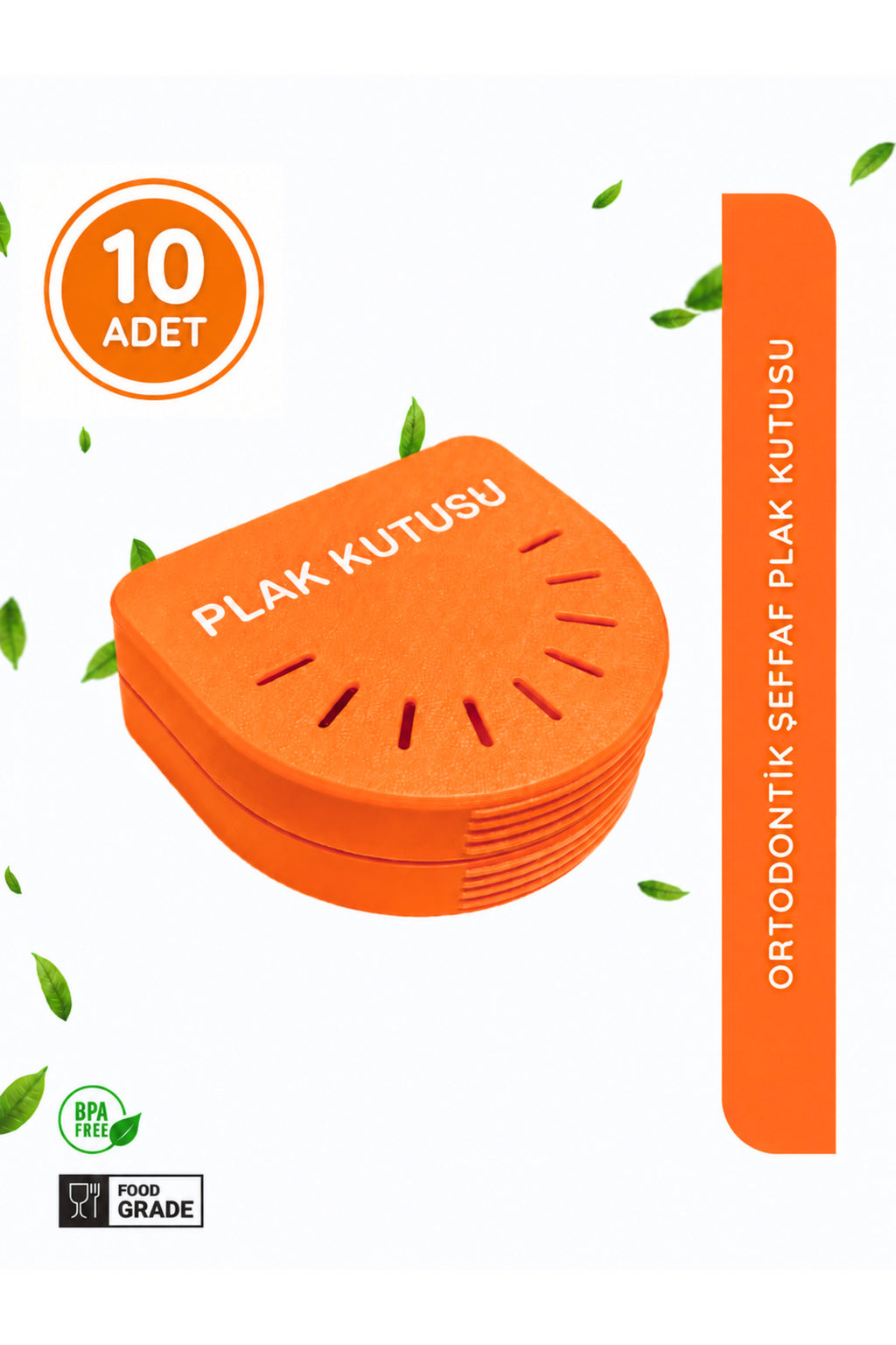 10 Adet Turuncu Ortodontik Şeffaf Plak Kutusu Diş Sıkma Plağı Saklama Kabı Hijyenik Organizer Mini Kutu