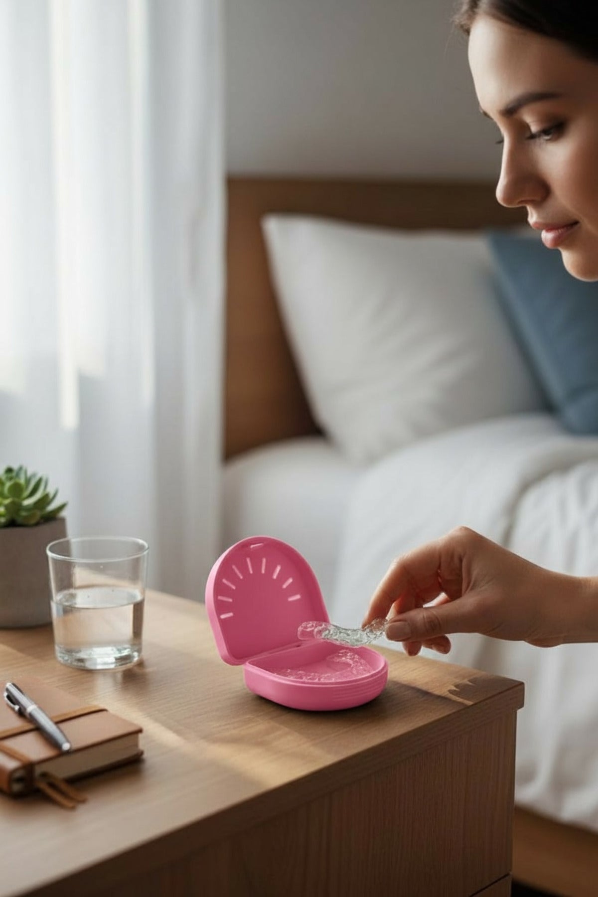 Kahverengi Ortodontik Şeffaf Plak Kutusu Diş Sıkma Plağı Saklama Kabı Hijyenik Organizer Mini Kutu