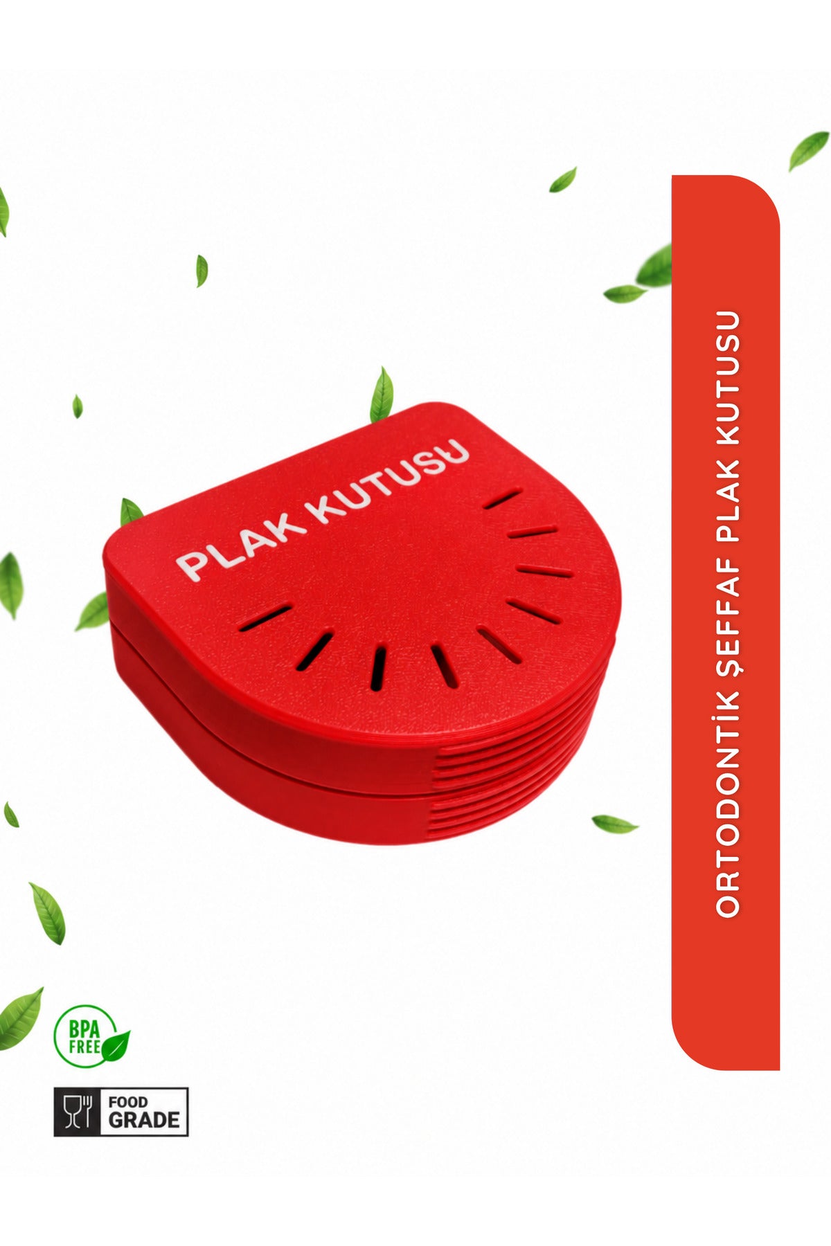Kırmızı Ortodontik Şeffaf Plak Kutusu Diş Sıkma Plağı Saklama Kabı Hijyenik Organizer Mini Kutu