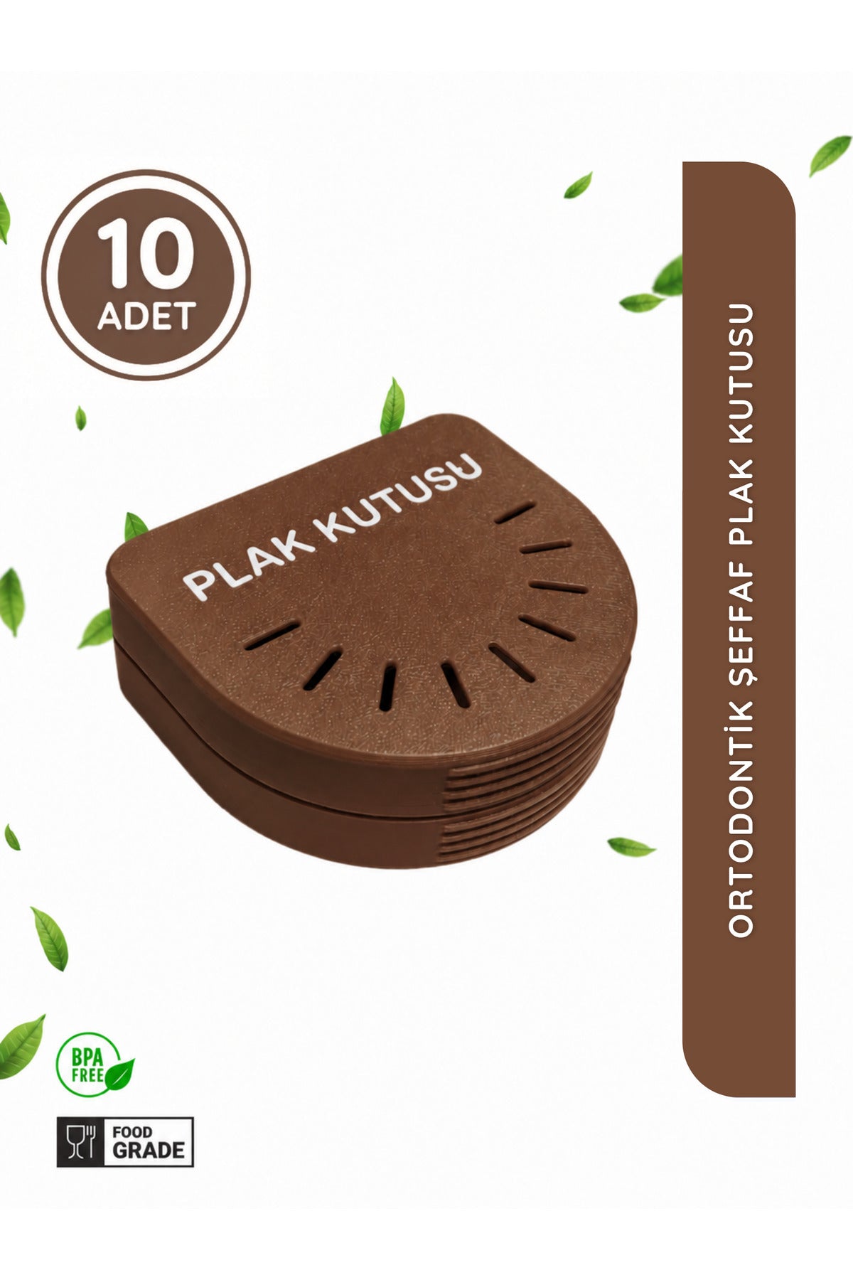 10 Adet Kahverengi Ortodontik Şeffaf Plak Kutusu Diş Sıkma Plağı Saklama Kabı Hijyenik Organizer Mini Kutu