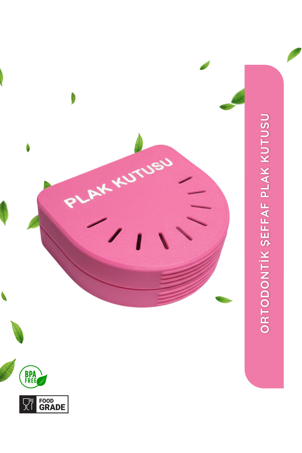 Pembe Ortodontik Şeffaf Plak Kutusu Diş Sıkma Plağı Saklama Kabı Hijyenik Organizer Mini Kutu