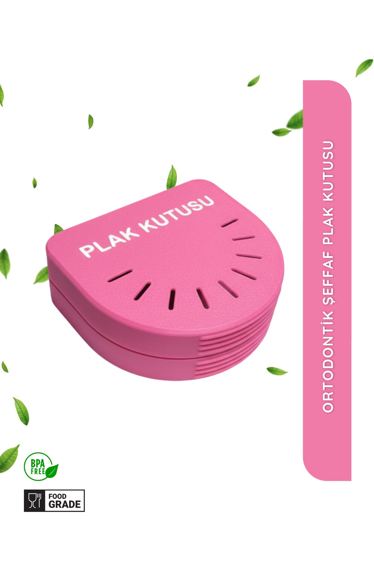 Pembe Ortodontik Şeffaf Plak Kutusu Diş Sıkma Plağı Saklama Kabı Hijyenik Organizer Mini Kutu