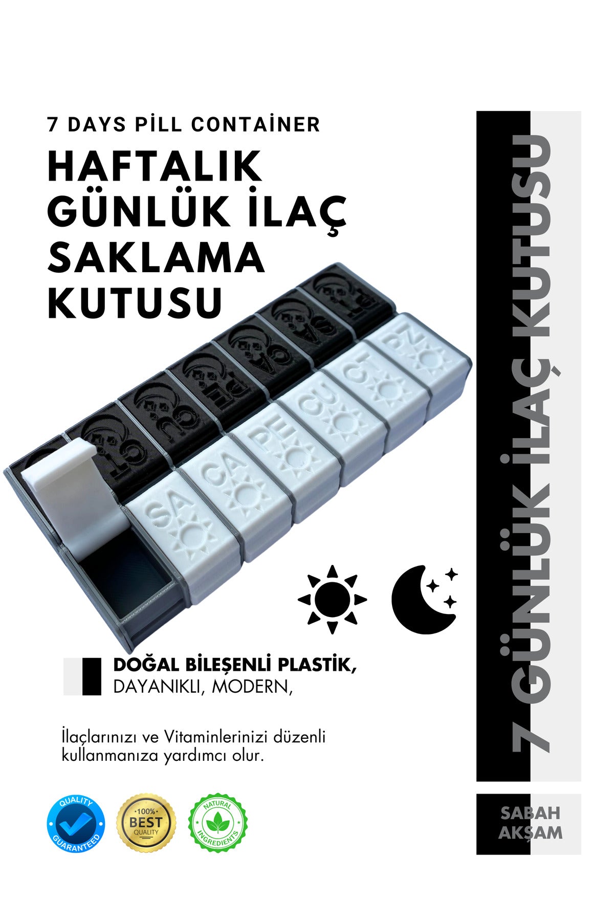 10 Adet Haftalık Sabah Akşam İlaç Kutusu 14 Bö lmeli Günlük Düzenleyici Plastik Saklama Kabı ve