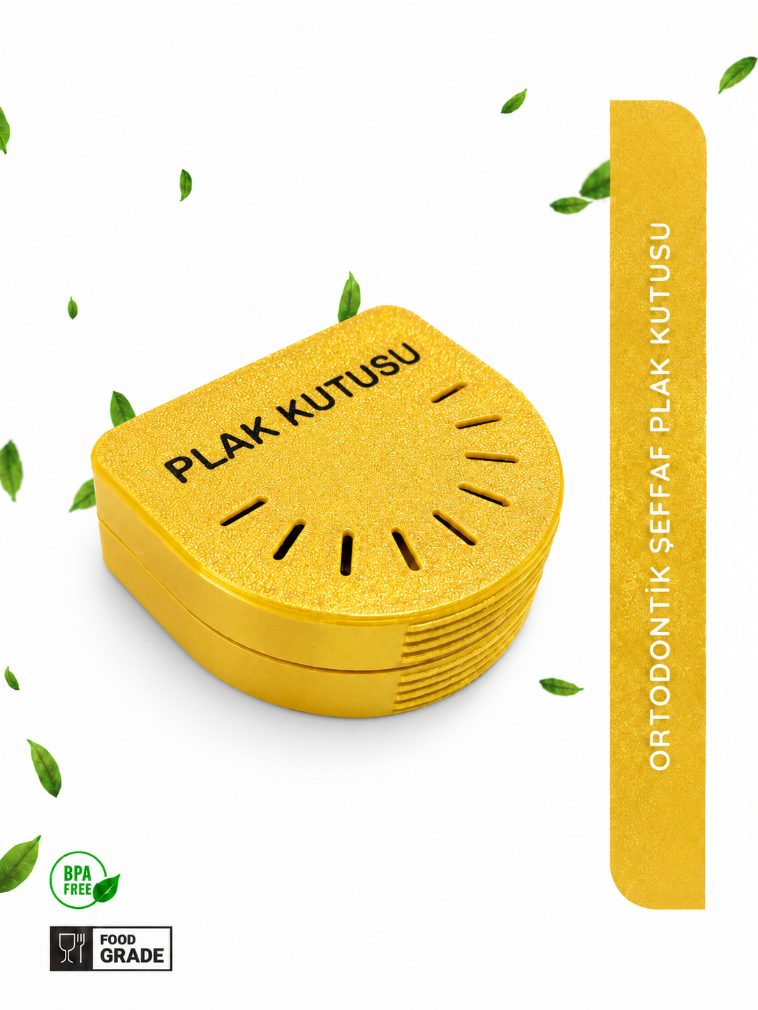 Gold Ortodontik Şeffaf Plak Kutusu Diş Sıkma Plağı Saklama Kabı Hijyenik Organizer Mini Kutu