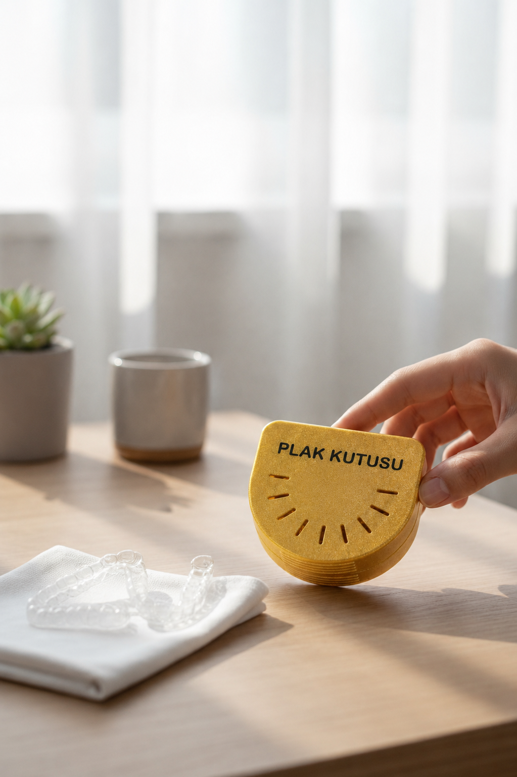 Gold Ortodontik Şeffaf Plak Kutusu Diş Sıkma Plağı Saklama Kabı Hijyenik Organizer Mini Kutu