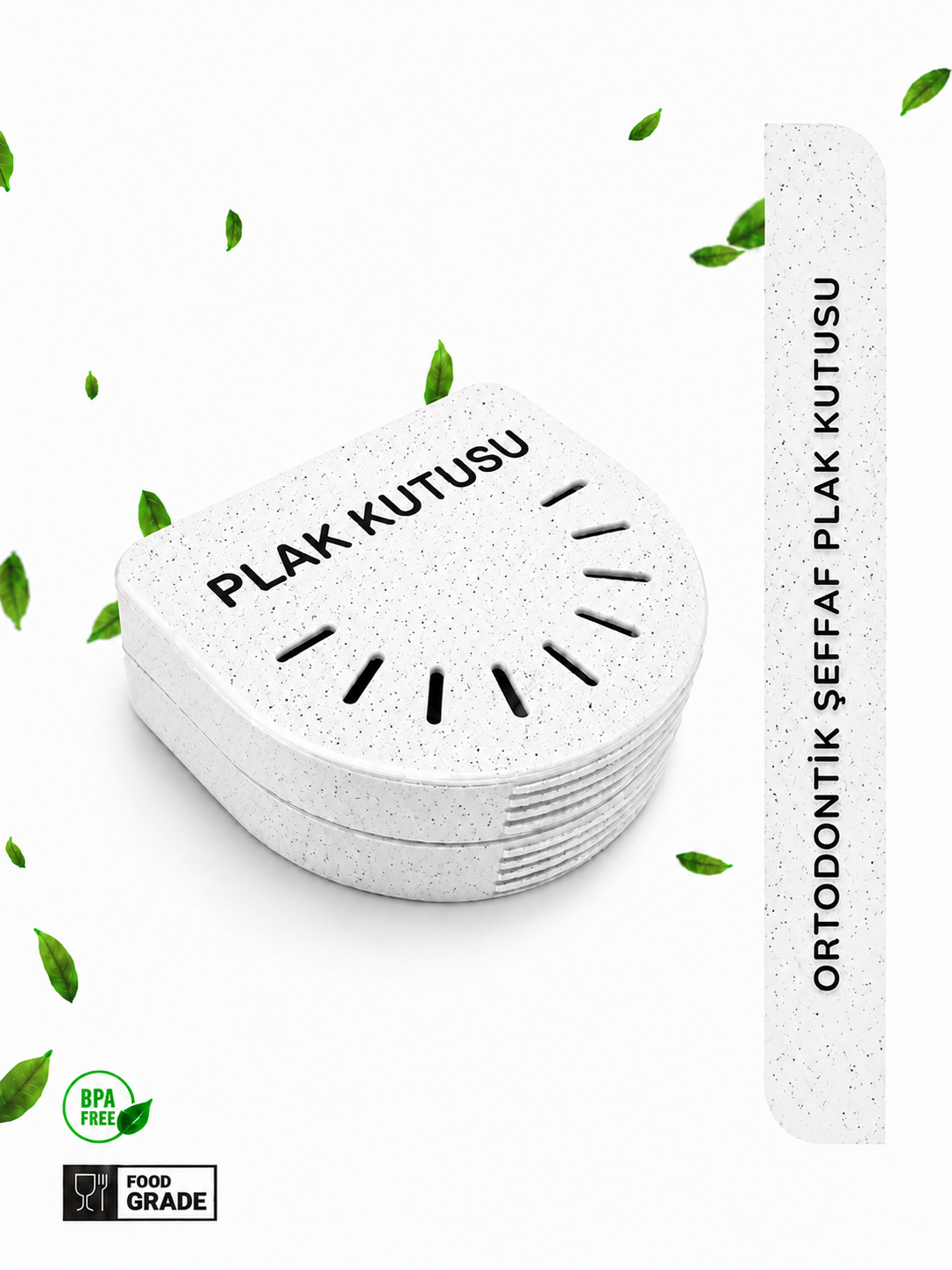 Mermer Desen Ortodontik Şeffaf Plak Kutusu Diş Sıkma Plağı Saklama Kabı Hijyenik Organizer Mini Kutu