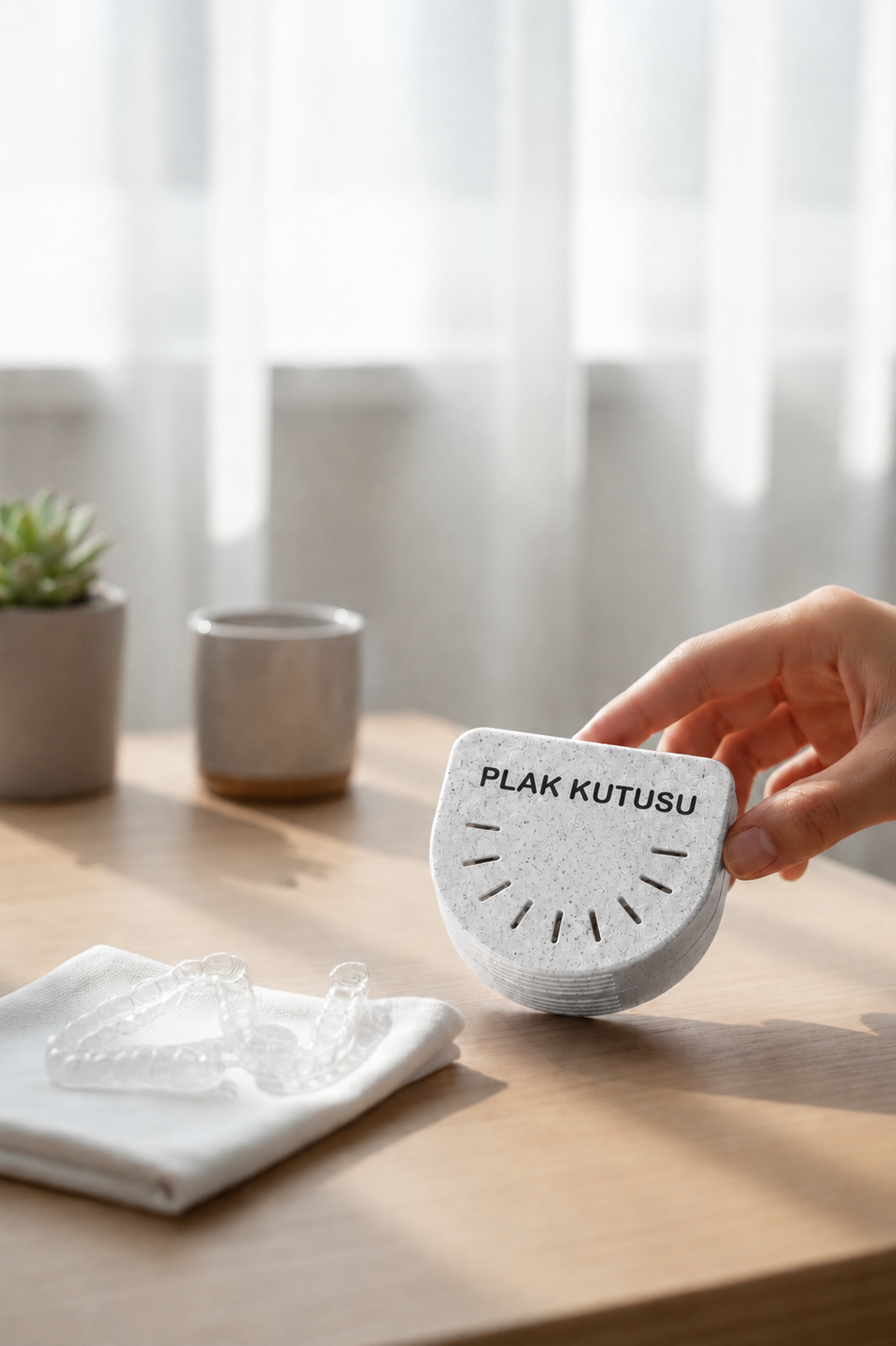 Mermer Desen Ortodontik Şeffaf Plak Kutusu Diş Sıkma Plağı Saklama Kabı Hijyenik Organizer Mini Kutu